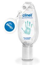 Alcohol Hand Gels Bottle upside down on a retractable clip